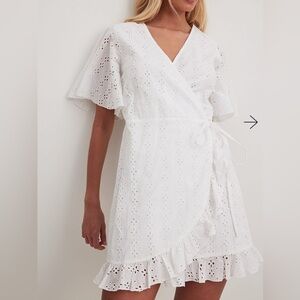 Japna White Wraps Broderie Anglaise Dress (628)